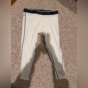 Nike Pro Men's White and Black Compression Tights